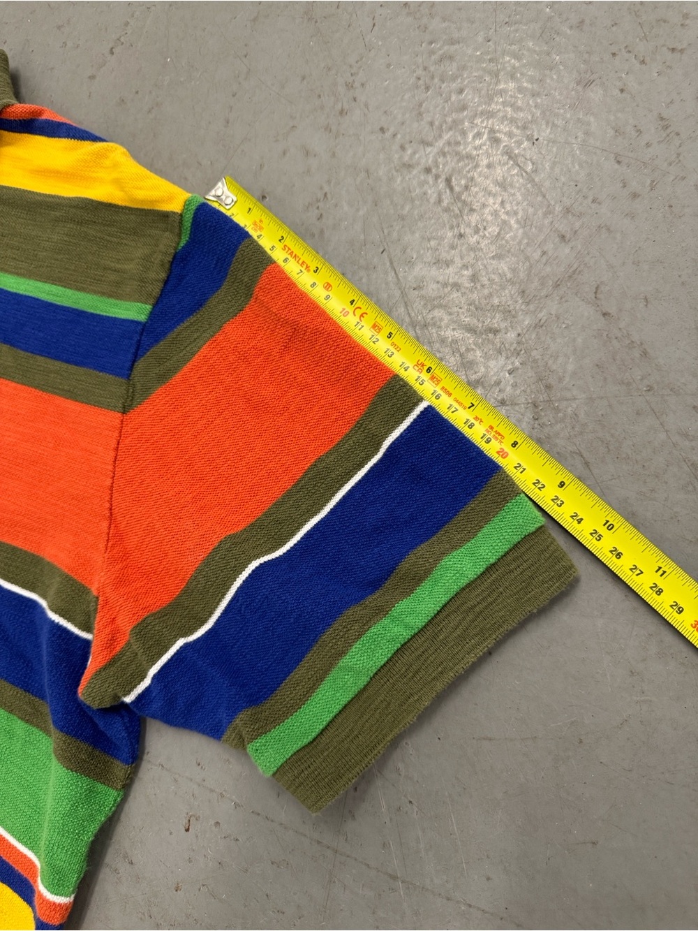 VTG Polo by Ralph Lauren Striped Polo Shirt - Orange, Green, Blue, Yellow - Picture 6 of 7